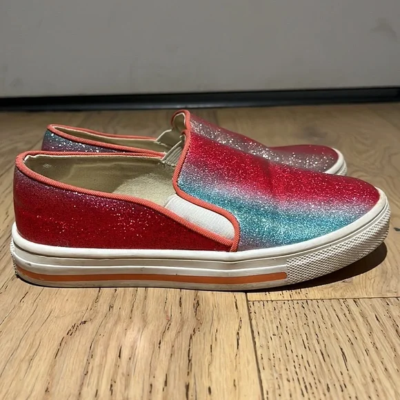 Crewcuts Little Girls’ Pink Glitter Slip On Sneakers (Size: 30 EU / 12.5 US) - Picture 3 of 11